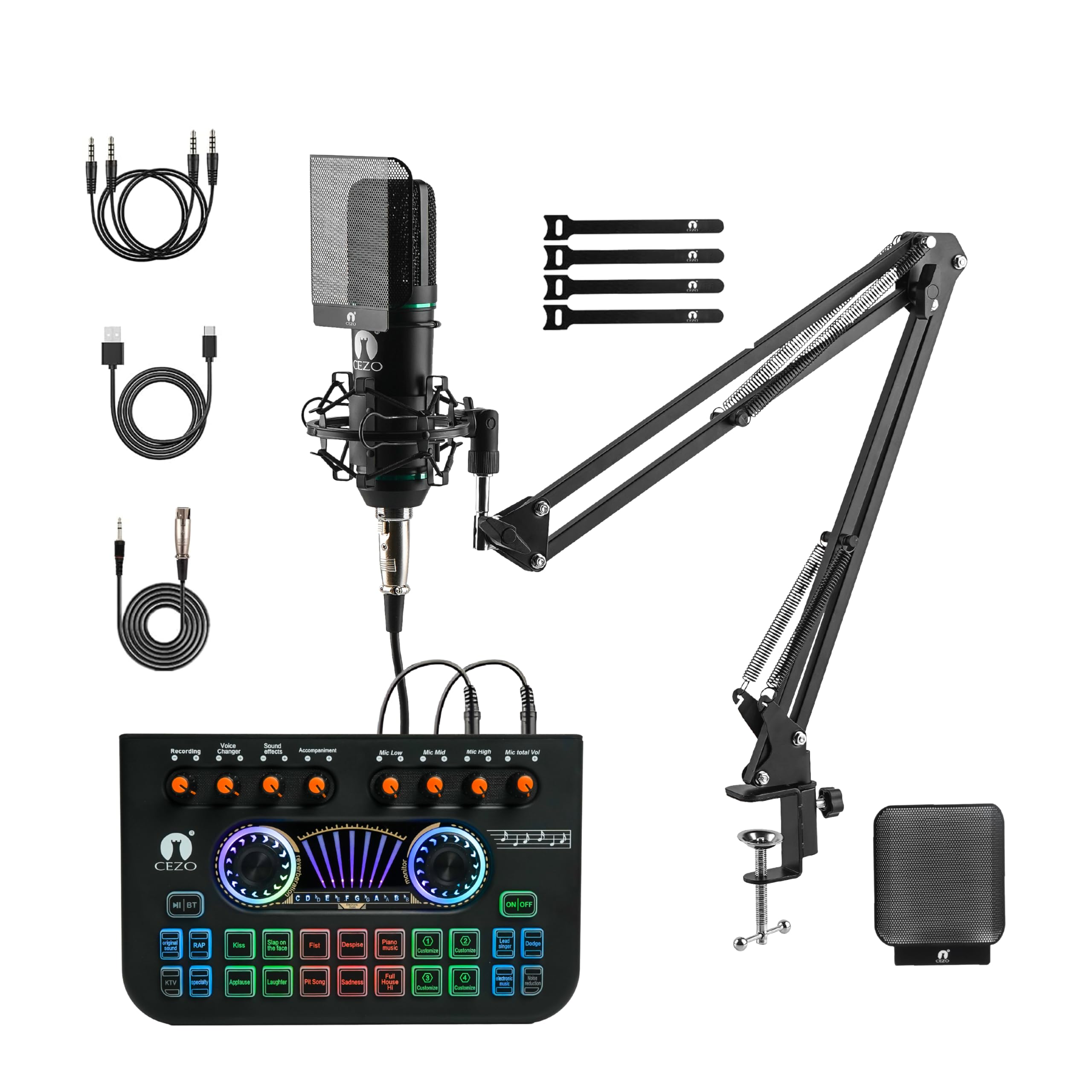 CEZO U87 Professional Condenser Microphone with X3 Sound Card
